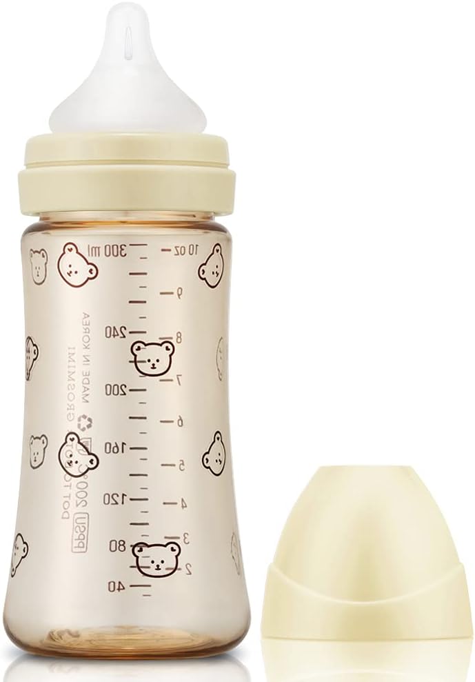 Grosmimi PPSU Baby Bottle, BPA Free (10oz Bear_Pure Gold)