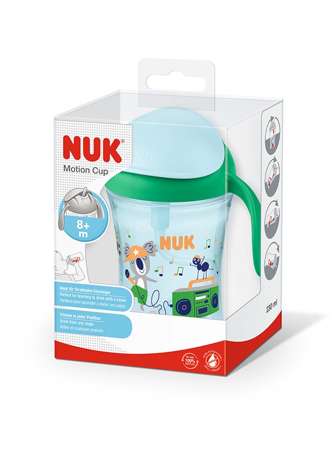 Polypropylene Pp Motion Cup Learning Cup | 230 Ml | Leak-Proof, Soft Straw | Ergonomically Shaped Handles | 8+ Months | Bpa Free | Assorted