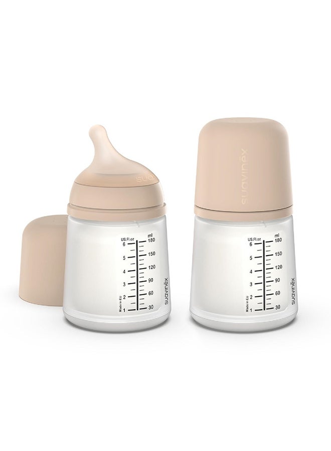Zero Zero Anti Colic Baby Feeding Bottle, No 1 Spanish Baby Feeding Bottle Brand, Perfect For Breastfeeding Babies 180Ml x2 Set Of 2 - Light