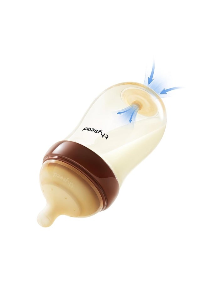 Thyseed PPSU Anti-Colic Baby Bottle, Breast-Like Slow Flow Nipple for Breastfed Babies (3-6 Months), 8 oz, 1 Pack