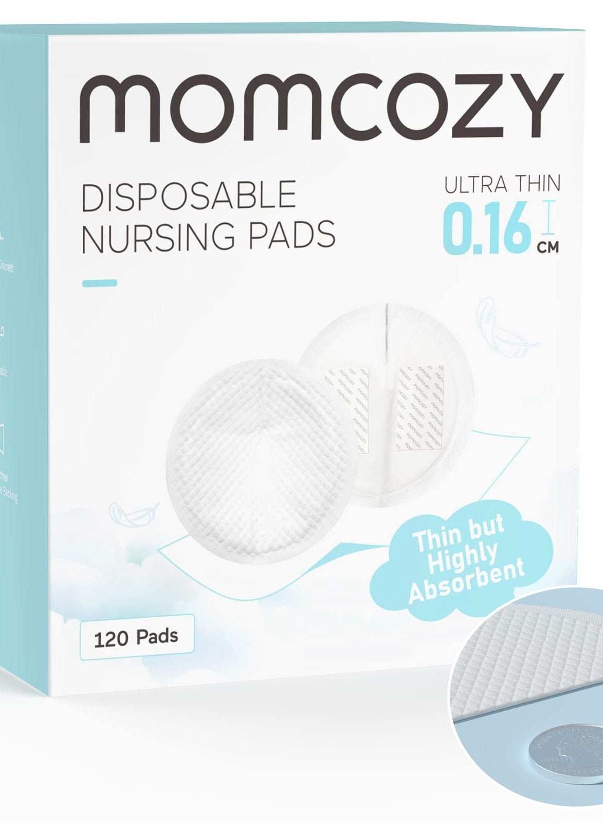Ultra-Thin Disposable Nursing Pads, Super Absorbent and Breathable Breastfeeding Pads, Make The Breasts Light and Unburdened, 3D Shape for The Best Fit, Individually Packaged, 120 Pads