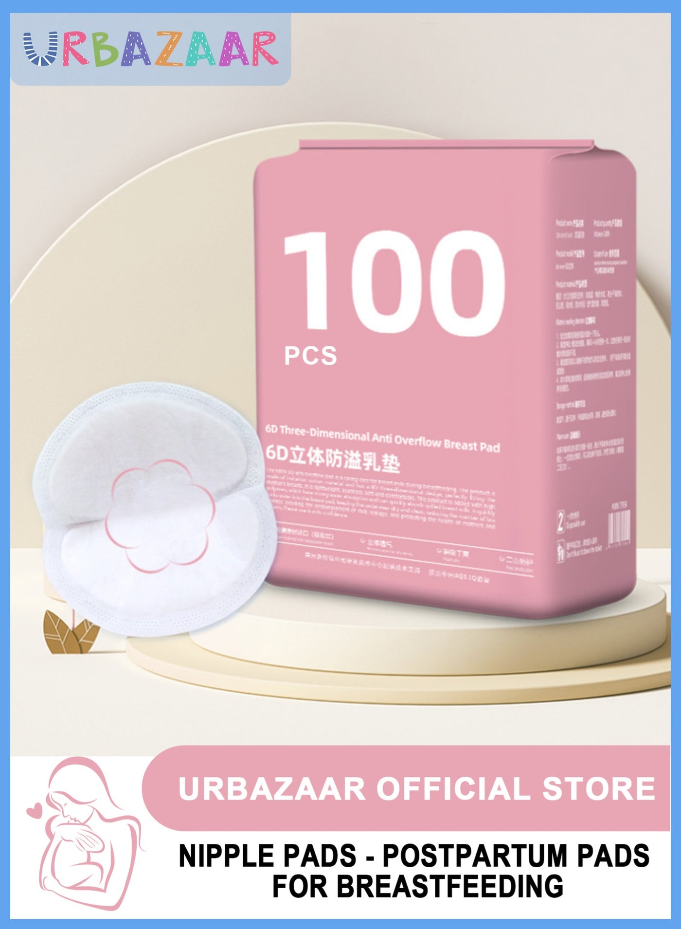 Super Absorbent & Featherlight Disposable Nursing Pads 100 Count, Stay Dry, Soft & Breathable Breast Pads for Leaking Milk, Leakproof, Individually Packaged Breastfeeding Essentials for Moms