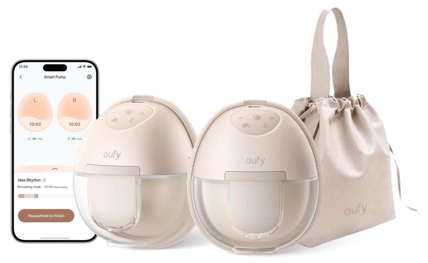 eufy Security Wearable Breast Pump S1 Electric Hands-Free Breast Pump with Heating Technology, App-Controlled Smart Rhythm, Hospital-Grade Suction, Portable Design, Leak-Proof and Ultra-Quiet