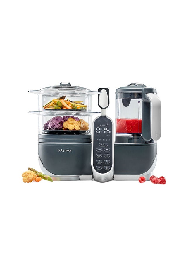 Nutribaby (+) Food Processor And Blender Mixer - Industrial Grey, Steam Cook, Blend, Defrost, Reheat, Quick Homemade Baby Food - Xxl Capacity, 2.2L