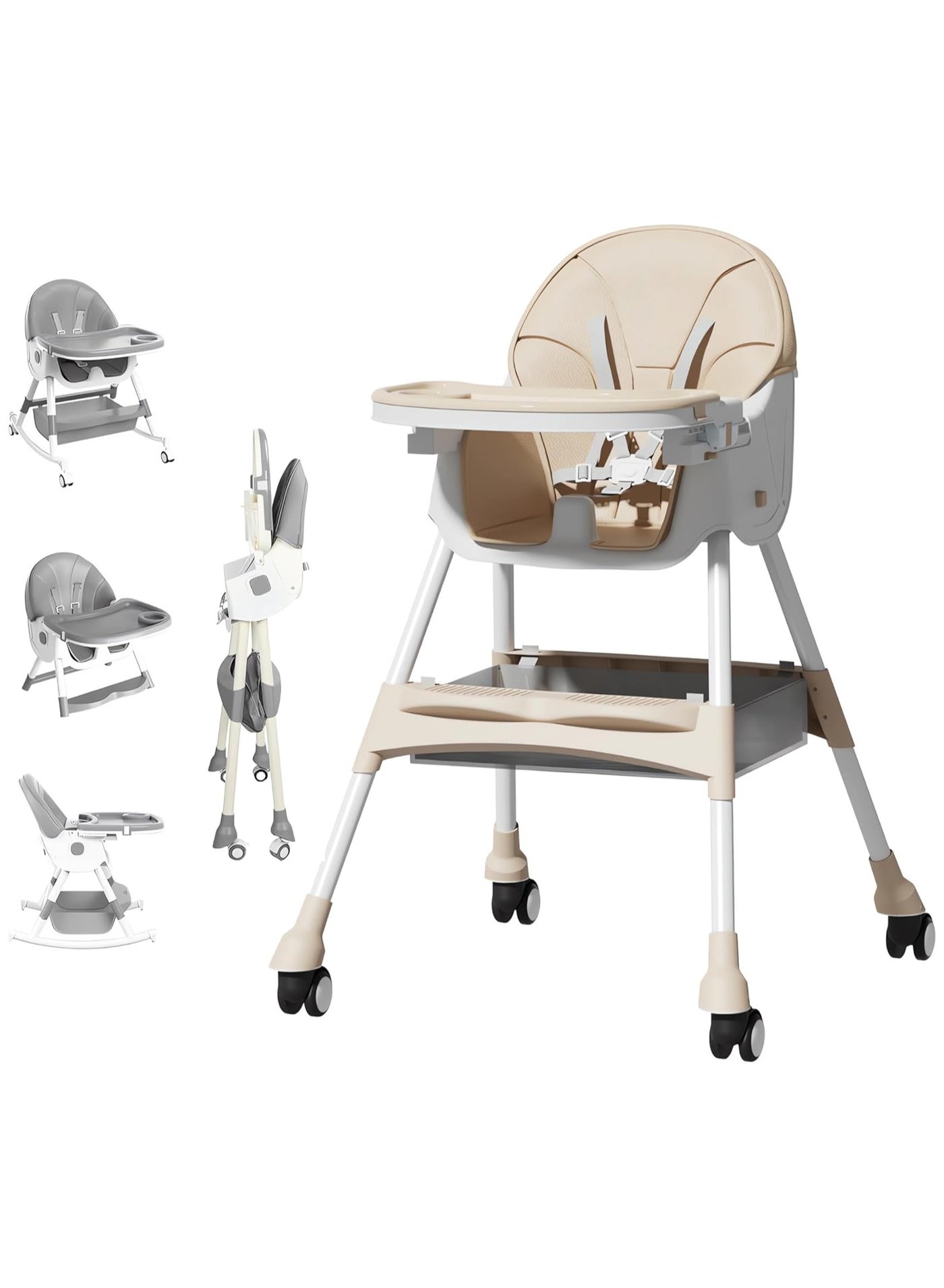 High Chair Baby Feeding,4 in 1 high Chairs for Baby and Toddlers,High Chair baby Feeding,Travel Foldable High ChAir with Foot Rest,Baby Eating Chair,Adjustable Height & Recline